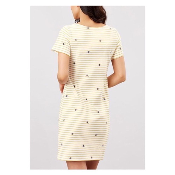 Joules Yellow And White Stripe Bee Print Riviera Dress - size 2 - Picture 2 of 12